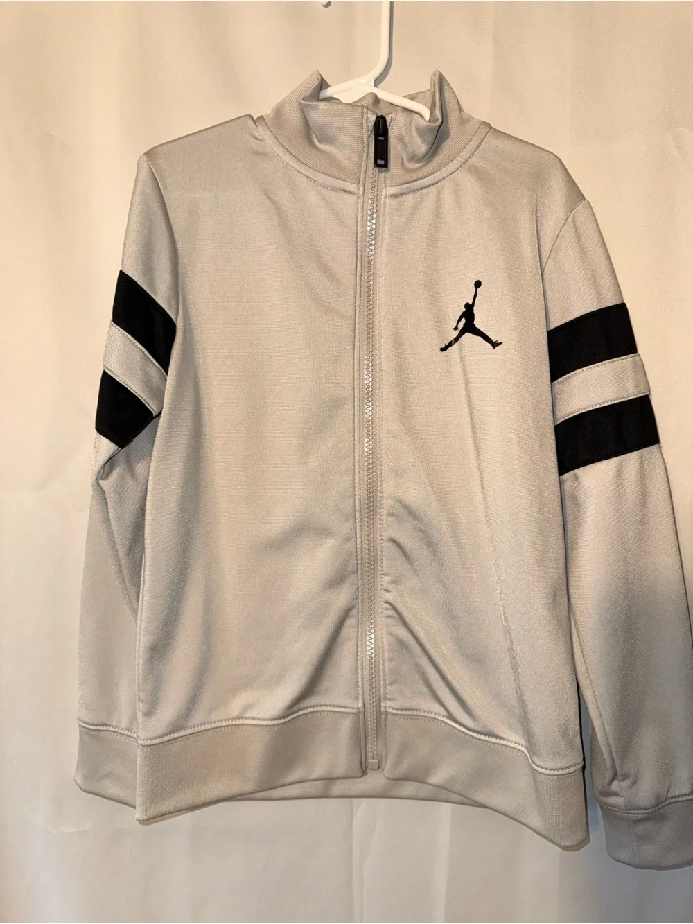 Jordan Light Gray Full-Zip Track Jacket with Black Jumpman